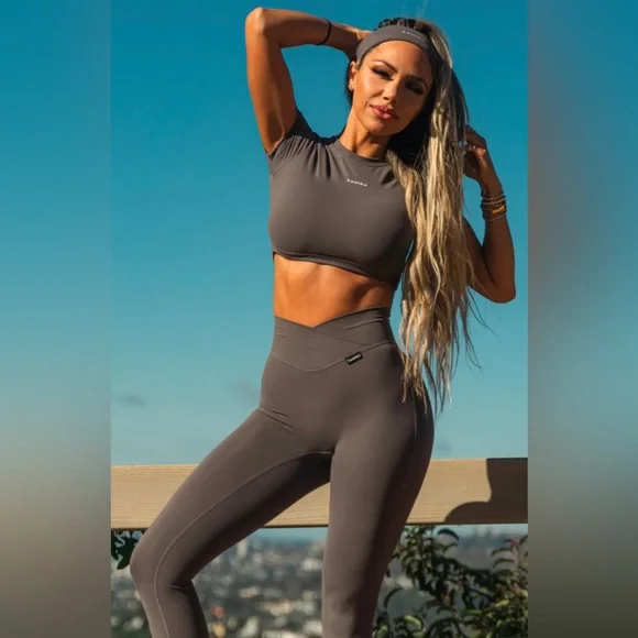 Tahira By KB Boujee Basic slate Gray Scrunch Leggings